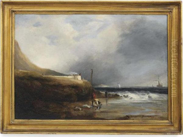 A Lone Steamer On The British Channel Oil Painting by John Jock Wilson