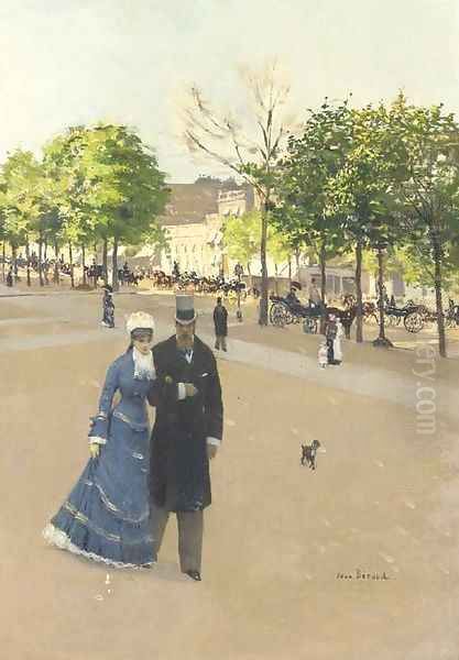 Scene du rue Parisienne Oil Painting by Jean-Georges Beraud