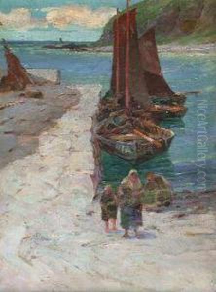 By The Quayside Oil Painting by William Wilson