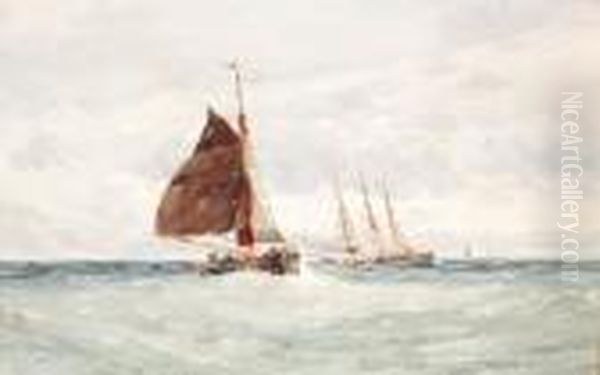 Shipping On A Summer's Day Oil Painting by William Wilson