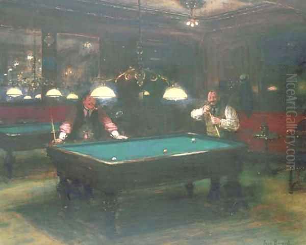 Les joueurs de billiard Oil Painting by Jean-Georges Beraud