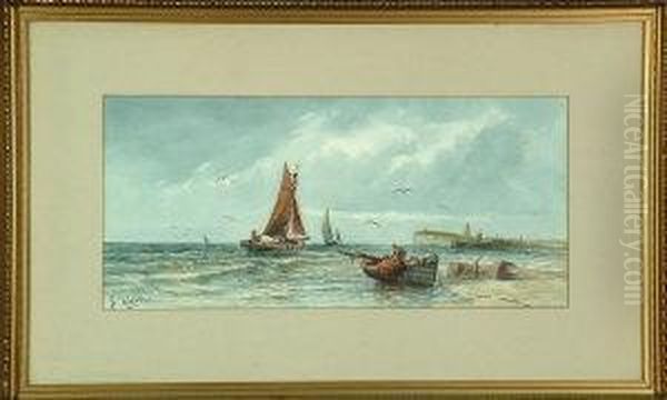 Fishing Boats On The South Coast Oil Painting by Joseph Wilton