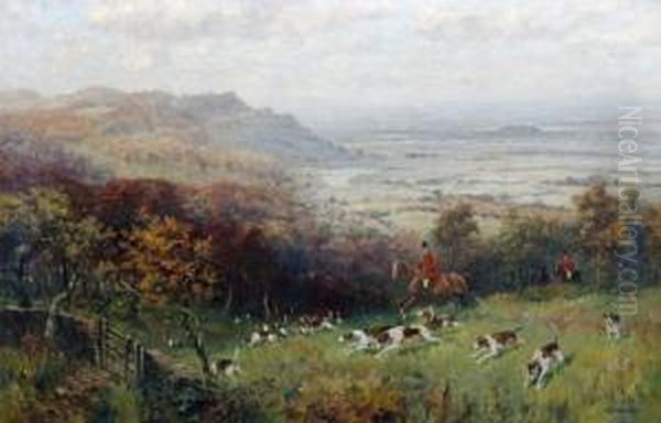 The Cotswold Hounds Drawing Cranham Woods Near Birdlip Oil Painting by Henry B. Wimbush