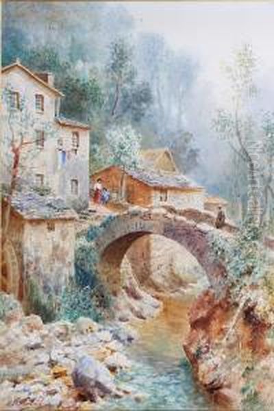 Old Mill, Zoagli Valley Oil Painting by Henry B. Wimbush