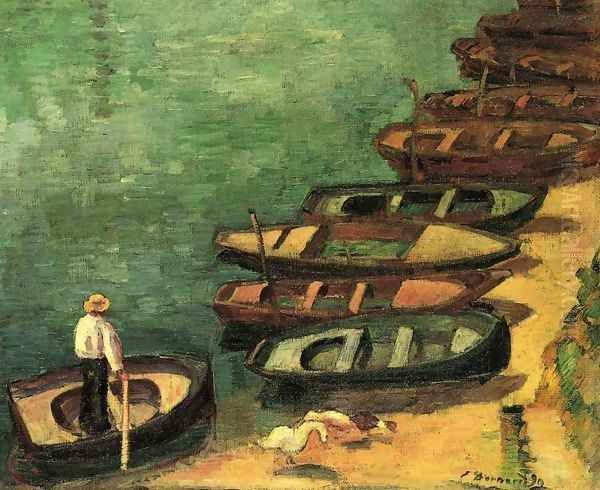 Boats at Bont-Aven Oil Painting by Emile Bernard