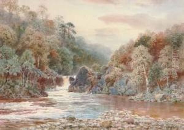 A Serene Fishing Pool Oil Painting by Henry B. Wimbush