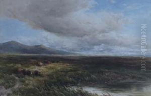 Moorland View With Cattle Oil Painting by Edmund Morison Wimperis