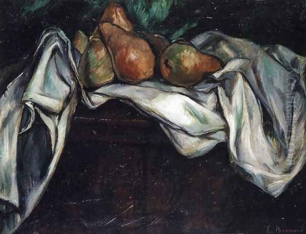 Still Life with Pears on a White Tablecloth Oil Painting by Emile Bernard