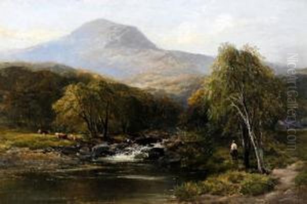 Welsh River Landscape, Thought To Be Moel Siabod Oil Painting by Edmund Morison Wimperis