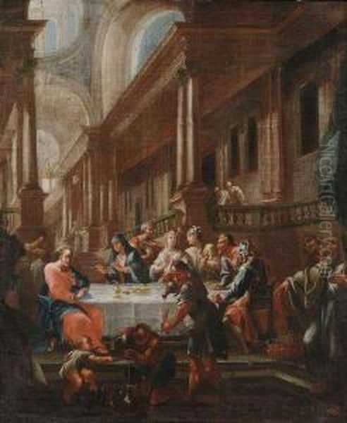 The Marriage At Cana. Oil Painting by Chrysostomus J. Winck