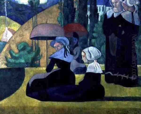 Breton Women in the Shade, 1892 Oil Painting by Emile Bernard