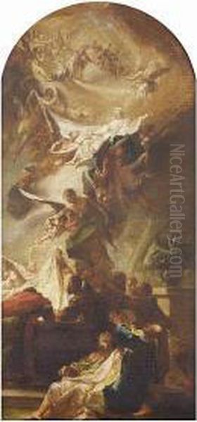 The Assumption Of The Virgin - A Bozzetto Oil Painting by Johann Christian Th. Winck