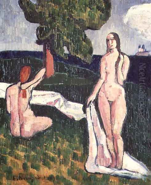 Two Bathers under a Tree, 1889 Oil Painting by Emile Bernard