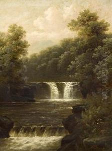 Woodland Waterfalls Oil Painting by Daniel H. Winder