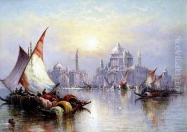 A Pair, Doges Palace From The Canal Oil Painting by Daniel H. Winder