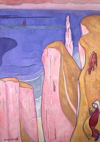 The Cliffs of Yport, 1892 Oil Painting by Emile Bernard