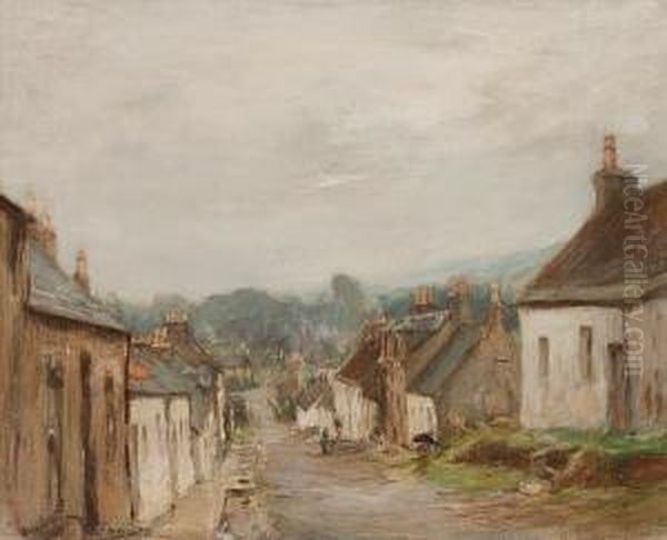 A Grey Day In Gargunnock Oil Painting by James Lawton Wingate