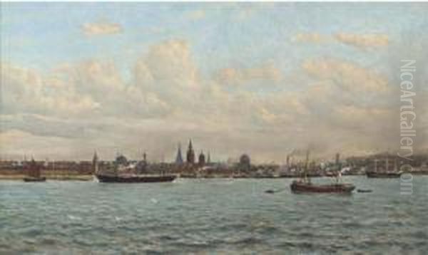 Liverpool From Egremont Oil Painting by F.A. Winkfield