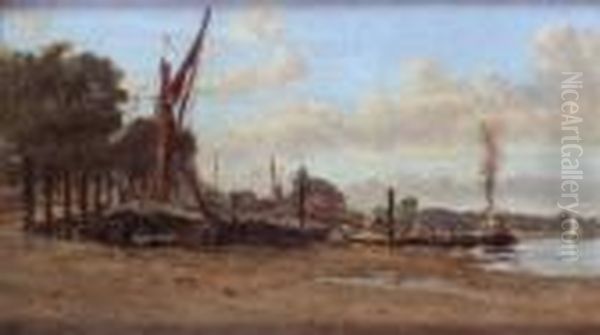 Putney Pier Oil Painting by F.A. Winkfield