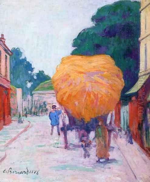 The Entrance to Asnieres, the Haywagon Oil Painting by Emile Bernard