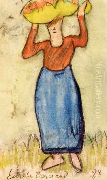 The Apple Carrier Oil Painting by Emile Bernard