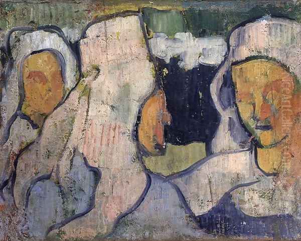 Three Breton Women in Widow's Bonnets Oil Painting by Emile Bernard