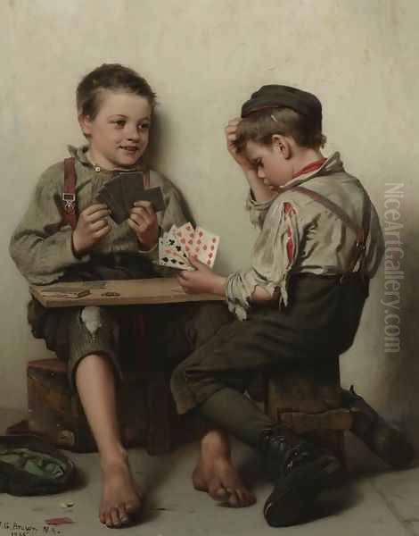 Bluffing Oil Painting by John George Brown