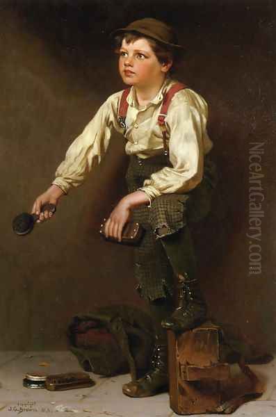 Shoe Shine Boy I Oil Painting by John George Brown