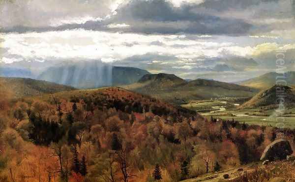 Autumn Landscape - Shelburne, VT Oil Painting by John George Brown