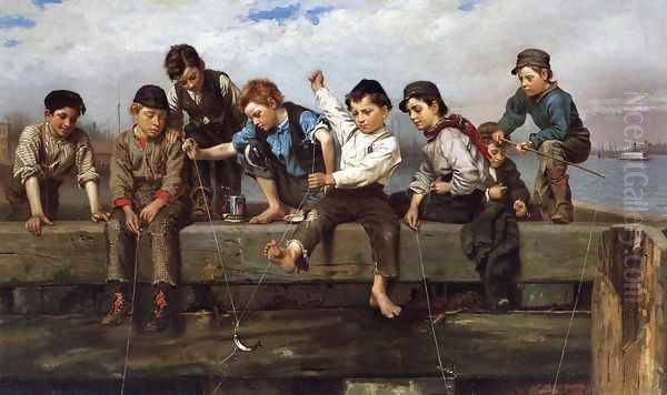 A Thrilling Moment Oil Painting by John George Brown