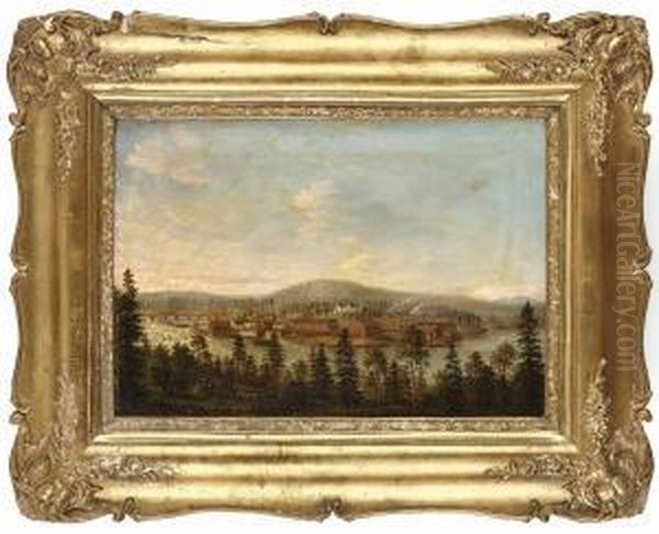 Vy Over Matfors Bruk, Angermanland Oil Painting by Jacob August Winquist