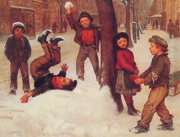 Winter Games Oil Painting by John George Brown