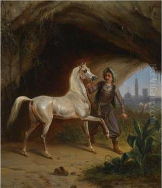 Arabian Groom With His Mount Oil Painting by Abraham Hendrik Winter