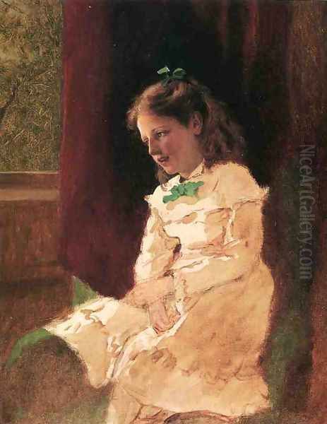 A Young Girl by the Window Oil Painting by John George Brown