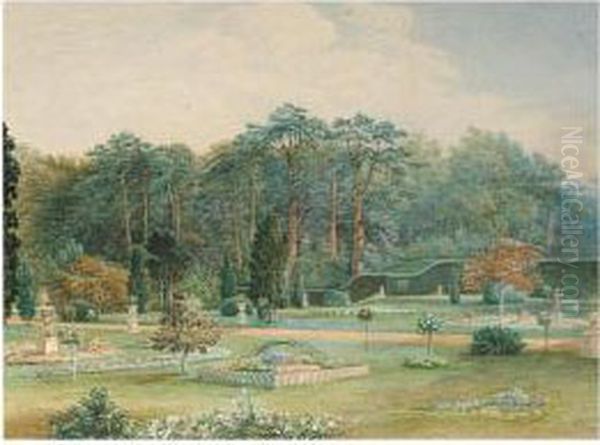 View Of The Formal Gardens At Melbourne Oil Painting by Cornelius Jason W. Winter