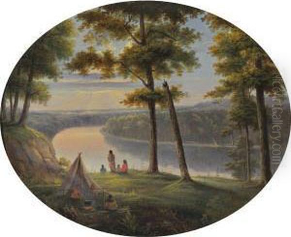 Indian Encampment On The Platte River Oil Painting by George Winter