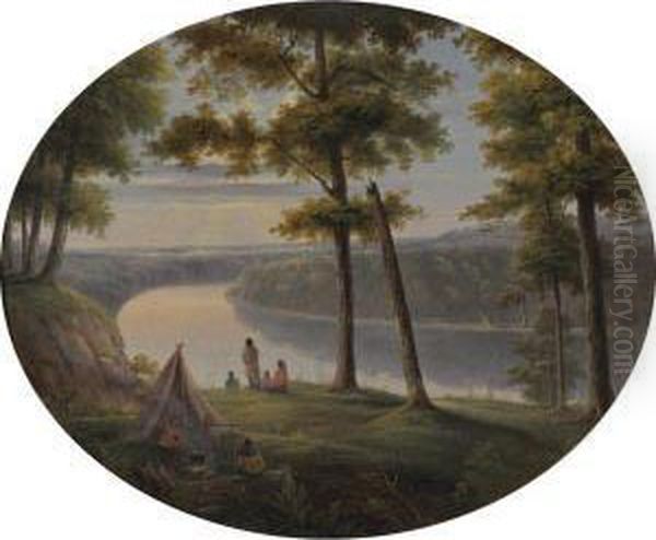 Indian Encampment On The Platte River Oil Painting by George Winter