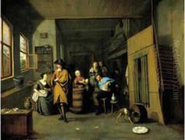 Scene D'interieur Oil Painting by Joseph Georg Winter