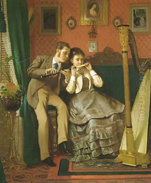 The Music Lesson Oil Painting by John George Brown