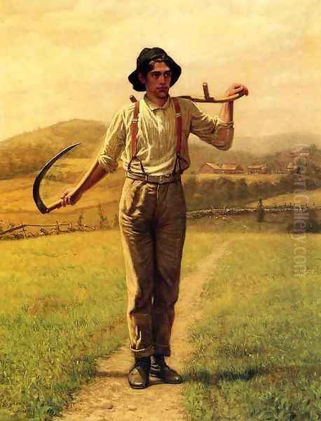 Fieldhand with Sythe Oil Painting by John George Brown