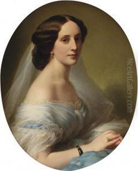 Portrait Of A Young Woman Oil Painting by Hermann Winterhalter