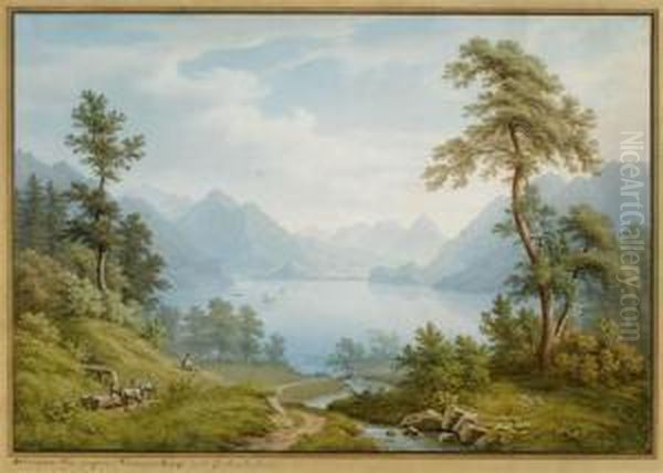 Brienzer See Gegen Ringgenberg Und Interlacken Oil Painting by Anton Winterlin