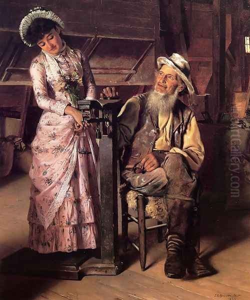 A New Weight Oil Painting by John George Brown