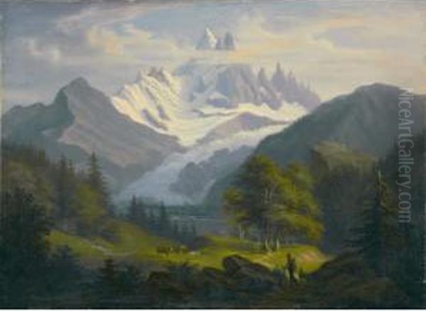 Gebirgslandschaft Oil Painting by Anton Winterlin