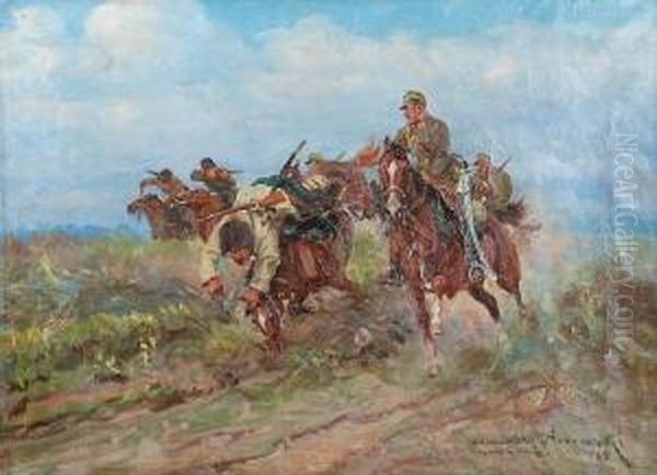 Epizod Z Wojny Oil Painting by Leonard Winterowski