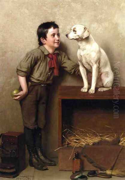 His Favorite Pet Oil Painting by John George Brown