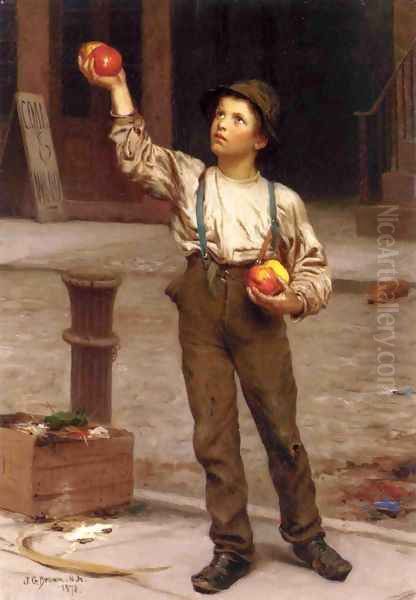 The Young Apple Salesman Oil Painting by John George Brown