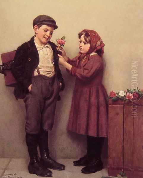 The Button Hole Posy Oil Painting by John George Brown