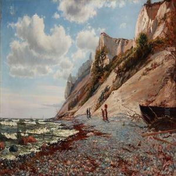 Summer Day At The Cliffs Of Mon Oil Painting by Frederik Winther