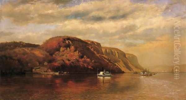 On the Hudson Oil Painting by John George Brown